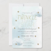 Invitation Twinkle Twinkle Little Star Blue Boy Baby shower (Devant)