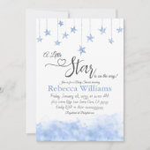 Invitation Twinkle Twinkle Little Star Blue Boy Baby Shower (Devant)