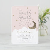 Invitation Twinkle Twinkle Little Star Blush Baby shower rose (Debout devant)