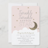 Invitation Twinkle Twinkle Little Star Blush Baby shower rose (Devant)