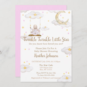 Invitation Twinkle Twinkle Little Star Bunny Baby shower