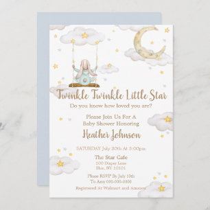 Invitation Twinkle Twinkle Little Star Bunny Baby shower
