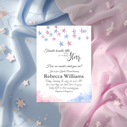 Invitation Twinkle Twinkle Little Star Cloud Gender Reveal