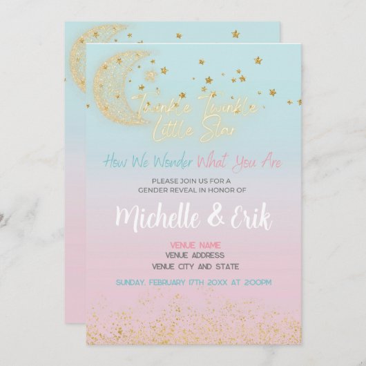 Invitation Twinkle Twinkle Little Star Comment on se demande (Devant / Derrière)