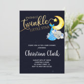 Invitation Twinkle Twinkle Little Star Elephant Baby shower (Debout devant)