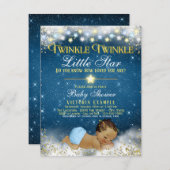 Invitation Twinkle Twinkle Little Star Ethnic Baby Boy Douche (Devant / Derrière)