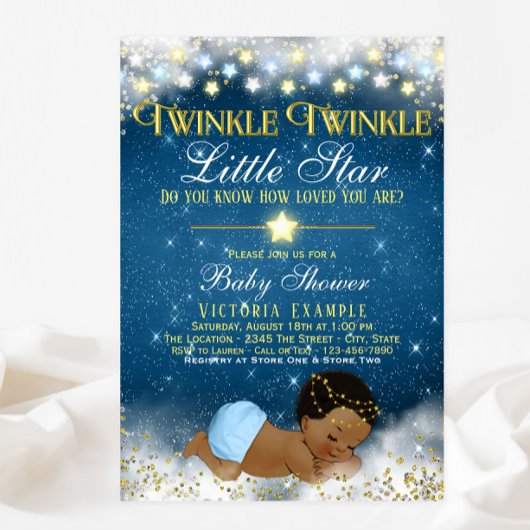 Invitation Twinkle Twinkle Little Star Ethnic Boy Baby shower