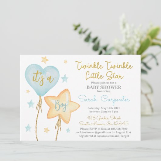 Invitation Twinkle Twinkle Little Star garçon (Debout devant)