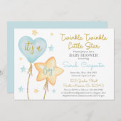 Invitation Twinkle Twinkle Little Star garçon (Devant / Derrière)
