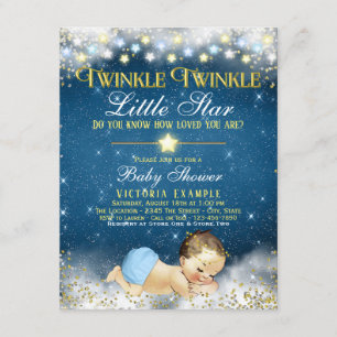 Invitation Twinkle Twinkle Little Star Garçon Baby Shower