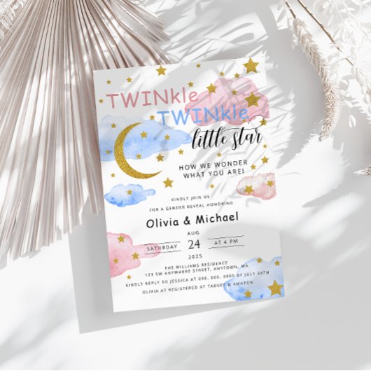 Invitation TWINkle TWINkle Little Star Gender Reveal Party