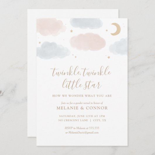 Invitation Twinkle Twinkle Little Star Genre Reveal (Devant / Derrière)