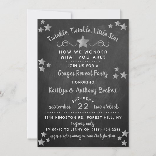 Invitation Twinkle Twinkle Little Star Genre Reveal Party (Devant)