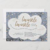 Invitation Twinkle Twinkle Little Star Girls Premier annivers (Devant)