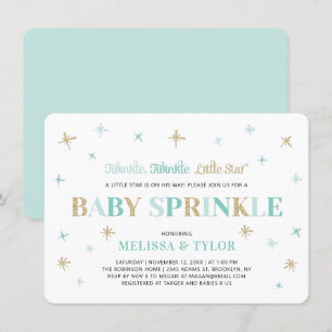 Invitation Twinkle Twinkle Little Star Mint Boy Baby Sprinkle