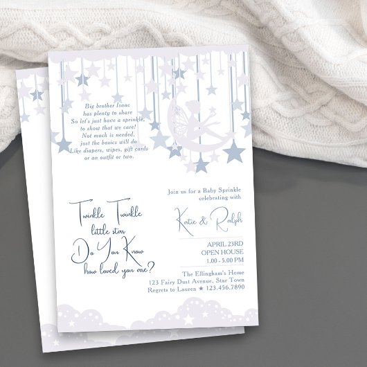 Invitation Twinkle Twinkle Little Star Moon Baby Sprinkle