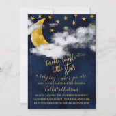 Invitation Twinkle Twinkle Little Star Moon Boy Baby shower (Devant)