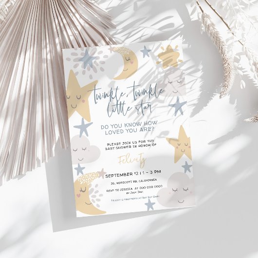 Invitation Twinkle Twinkle Little Star Nursery Baby shower