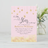 Invitation Twinkle Twinkle Little Star Pink Cloud Baby Shower (Debout devant)