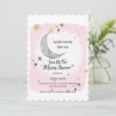 Invitation Twinkle Twinkle Little Star Pink Watercolor (Debout devant)