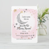 Invitation Twinkle Twinkle Little Star Pink Watercolor (Debout devant)