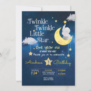 Invitation Twinkle Twinkle Little star Premier anniversaire I