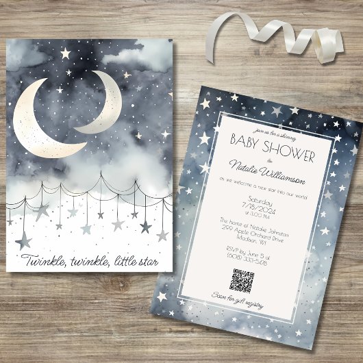 Invitation Twinkle, Twinkle, Little Star QR Code Baby shower