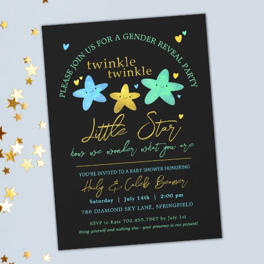 Invitation Twinkle Twinkle Little Star Sexe Révéler Douche I