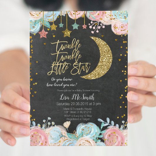 Invitation Twinkle Twinkle Little Star Twin Baby shower