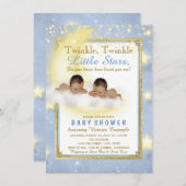 Invitation Twinkle Twinkle Little Star Twin Boy Baby shower I (Devant / Derrière)