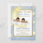 Invitation Twinkle Twinkle Little Star Twin Boy Baby shower I (Devant)