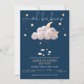 Invitation Twinkle Twinkle Little Star Twins Baby shower (Devant)