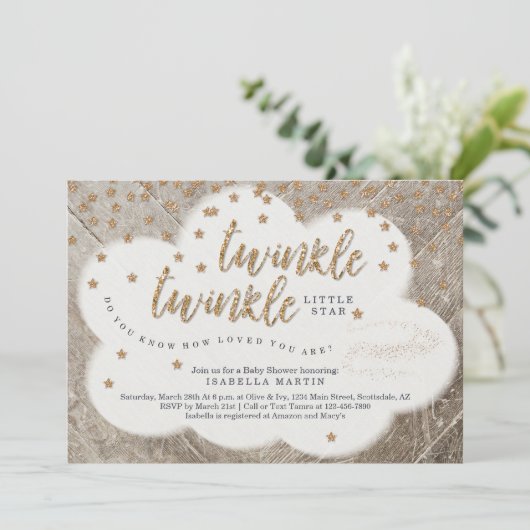 Invitation Twinkle Twinkle Little Star Unisex Baby shower (Debout devant)