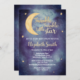 Invitation Twinkle Twinkle little star water color baby showe