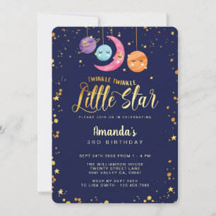 Invitation Twinkle Twinkle Little Stars & planètes Anniversai