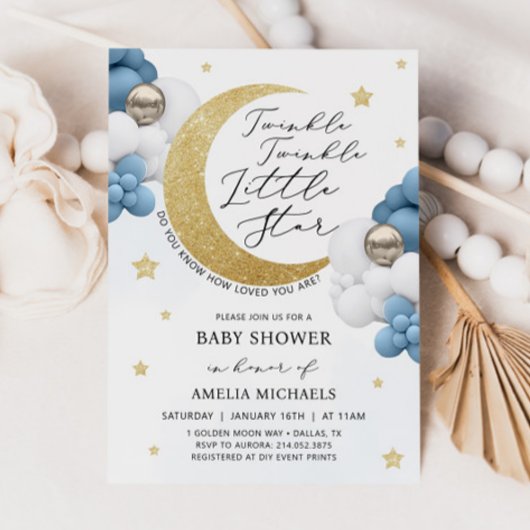 Invitation TWINKLE TWINKLE Lune Et Étoiles Baby shower
