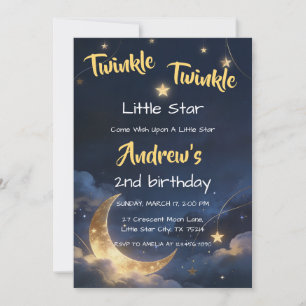 Invitation Twinkle Twinkle Night Sky Croissant de Lune Annive