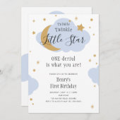 Invitation Twinkle, Twinkle, ONE derful Blue premier annivers (Devant / Derrière)