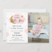 Invitation Twinkle Twinkle ONE derful Pink 1st Birthday Photo (Devant)