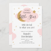 Invitation Twinkle, Twinkle, ONE derful Pink premier annivers (Devant / Derrière)