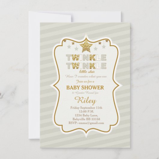 Invitation Twinkle Twinkle petit baby shower étoile invitatio (Devant)