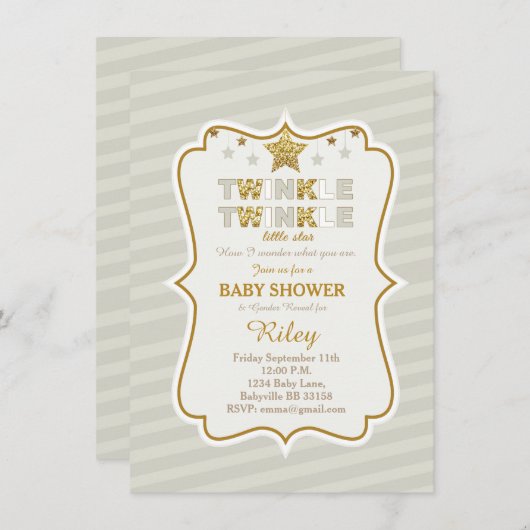 Invitation Twinkle Twinkle petit baby shower étoile invitatio (Devant / Derrière)