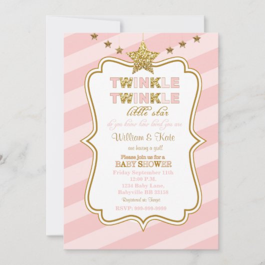 Invitation Twinkle Twinkle petit baby shower étoile invitatio (Devant)
