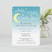 Invitation Twinkle Twinkle petite étoile turquoise et blanc (Debout devant)