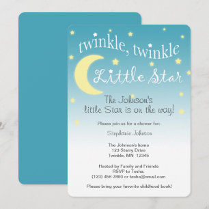 Invitation Twinkle Twinkle petite étoile turquoise et blanc