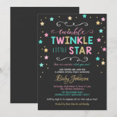 Invitation Twinkle Twinkle Star Baby shower, Révélation de ge (Devant / Derrière)