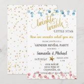 Invitation Twinkle Twinkle Star Gold Genre Reveale Party (Devant / Derrière)