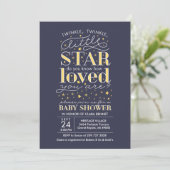 Invitation Twinkle Twinkle Star Thème Baby shower Marine (Debout devant)