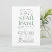 Invitation Twinkle Twinkle Star Theme Baby shower Mint Green (Debout devant)
