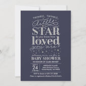 Invitation Twinkle Twinkle Star Thème Marine Douche Argent (Devant)